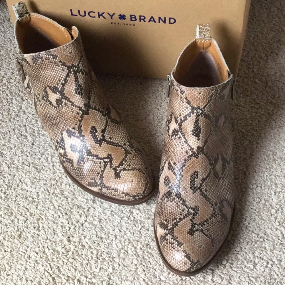 LUCKY BRAND Snake Print Leather Booties 9.5 EC